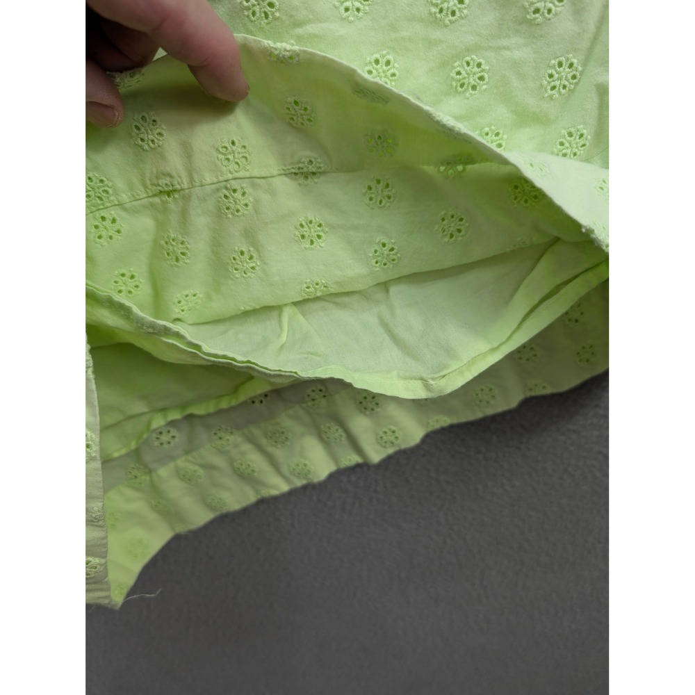 J.Crew Eyelet Shirt Dress Short‎ Sleeve Collared Casual Preppy Women's 00 Green - Picture 3 of 11